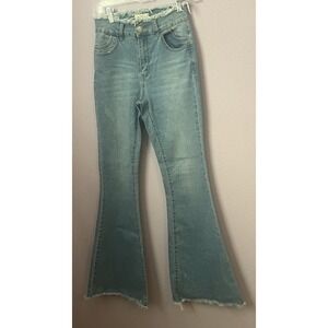 Litz By Uniq High Rise Raw Hem Flare Jeans Size 26 Boho
